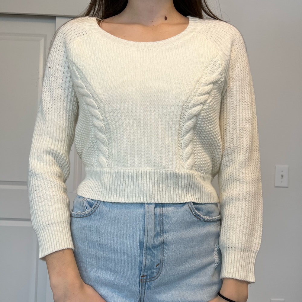 Cropped White Sweater